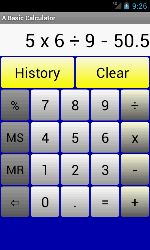 A Basic Calculator screenshot