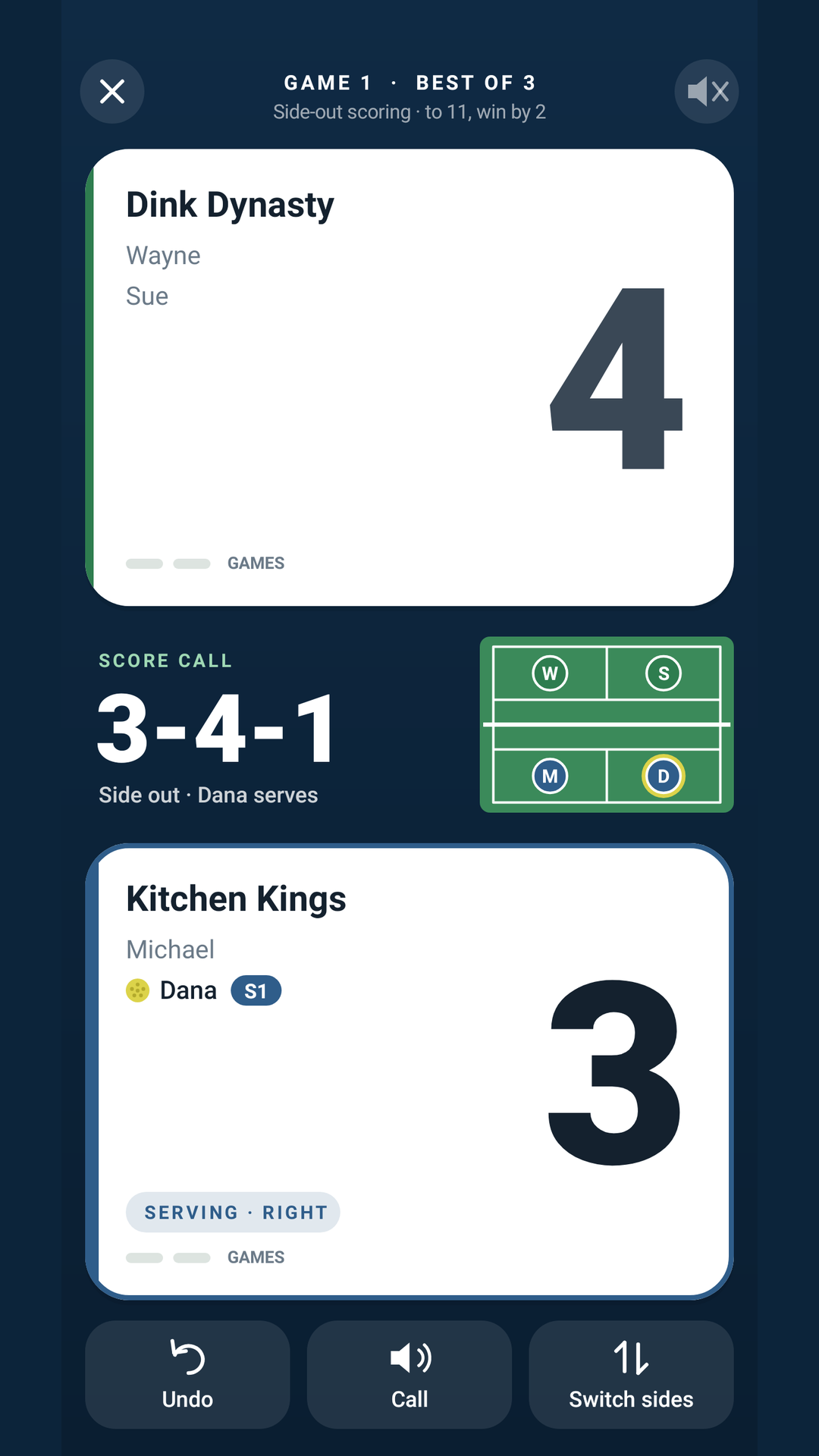 Pickleball Score Keeper screenshot